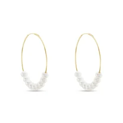 Histoire d'Or Créoles Or Jaune Alondra Perles De Culture* Boucles D'Oreilles|Boucles D'Oreilles Créoles