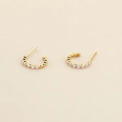 Histoire d'Or Créoles Or Jaune Chylan Oxydes De Zirconium* Boucles D'Oreilles|Boucles D'Oreilles Créoles