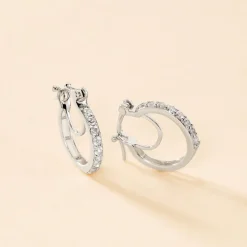 Histoire d'Or Créoles Pasha Argent Blanc Oxyde De Zirconium* Boucles D'Oreilles|Boucles D'Oreilles Fantaisie