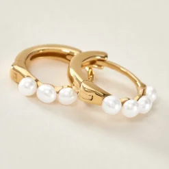 Histoire d'Or Créoles Per Or Jaune Perle De Culture* Boucles D'Oreilles|Boucles D'Oreilles Créoles