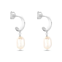 Discount Histoire d'Or Créoles Petia Argent Blanc Perle De Culture