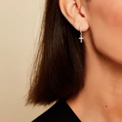 Histoire d'Or Créoles Plaqué Or Jaune Jenny Oxydes De Zirconium* Boucles D'Oreilles|Boucles D'Oreilles Fantaisie