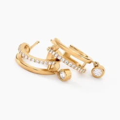 Histoire d'Or Créoles Plaqué Or Jaune Par Oxyde De Zirconium* Boucles D'Oreilles|Boucles D'Oreilles Fantaisie