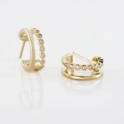 Clearance Histoire d'Or Créoles Plaqué Or Jaune Par Oxyde De Zirconium