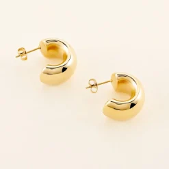 Histoire d'Or Créoles Riga Acier Jaune Sans Pierre* Boucles D'Oreilles|Boucles D'Oreilles Fantaisie