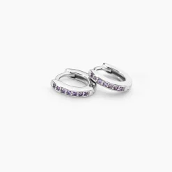Hot Histoire d'Or Créoles Rio Argent Blanc Oxyde De Zirconium argent blanc oxyde violet