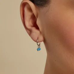 Histoire d'Or Créoles Riona Argent Blanc Turquoise* Boucles D'Oreilles|Boucles D'Oreilles Fantaisie