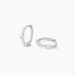 Hot Histoire d'Or Créoles Salana Argent Blanc Oxyde De Zirconium