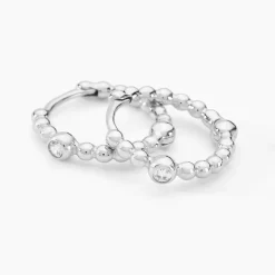 Hot Histoire d'Or Créoles Salana Argent Blanc Oxyde De Zirconium