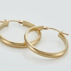 Hot Histoire d'Or Créoles Shalana Lisses Demi Jonc Or Jaune