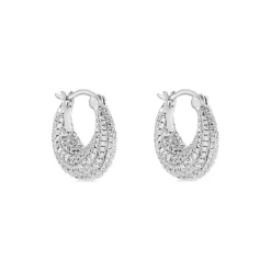 Clearance Histoire d'Or Créoles Sofia Argent Blanc Oxyde De Zirconium