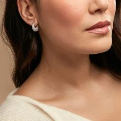 Clearance Histoire d'Or Créoles Sofia Argent Blanc Oxyde De Zirconium