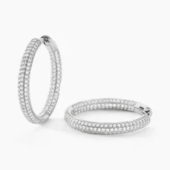 Histoire d'Or Créoles Suzel Argent Blanc Oxyde De Zirconium* Boucles D'Oreilles|Boucles D'Oreilles Créoles