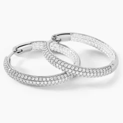 Histoire d'Or Créoles Suzel Argent Blanc Oxyde De Zirconium* Boucles D'Oreilles|Boucles D'Oreilles Créoles