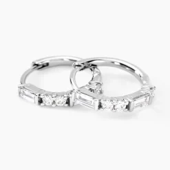 Histoire d'Or Créoles Taranis Or Blanc Diamant Synthétique* Boucles D'Oreilles|Boucles D'Oreilles Créoles