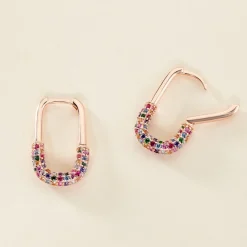 Discount Histoire d'Or Créoles Urban Call De Synthese Oxyde De Zirconium argent rose pierre