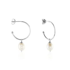 Discount Histoire d'Or Créoles Walli Argent Blanc Perle De Culture