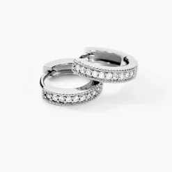 Hot Histoire d'Or Créoles Yarina Argent Blanc Oxyde De Zirconium