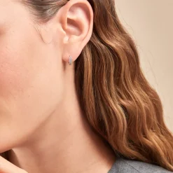 Hot Histoire d'Or Créoles Yarina Argent Blanc Oxyde De Zirconium