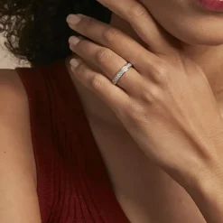 Histoire d'Or Demi Alliance Heket Argent Blanc Oxyde De Zirconium* Bagues|Bagues Fantaisie