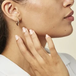 Clearance Histoire d'Or Demi Créoles Anne-christelleae Argent Blanc