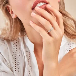 Histoire d'Or Demi-alliance Or Blanc  Valentine Diamant Synthetique* Bagues|Alliances