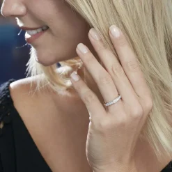 Clearance Histoire d'Or Demi-alliance Or Blanc Valentine Diamants Synthetique