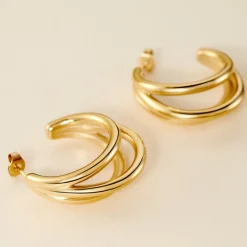 Histoire d'Or Demi-créoles Josephine Acier Doré* Boucles D'Oreilles|Boucles D'Oreilles Fantaisie