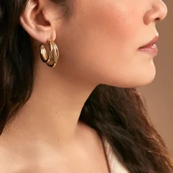 Histoire d'Or Demi-créoles Josephine Acier Doré* Boucles D'Oreilles|Boucles D'Oreilles Fantaisie