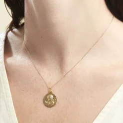 Histoire d'Or Medaille Or Jaune Ange Et Oiseau* Bijoux Personnalisés|Pendentifs