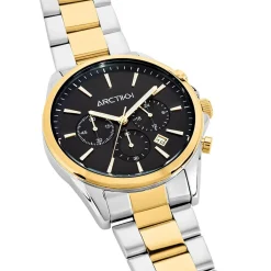 Outlet ARCTIK Montre Aube Noir cadran bicolore fond noir bracelet acier bicolore