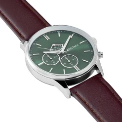 Discount ARCTIK Montre Escale Vert cadran argenté fond vert bracelet cuir de vachette marron