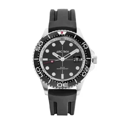 Best ARCTIK Montre Module Noir cadran argenté fond noir bracelet silicone noir