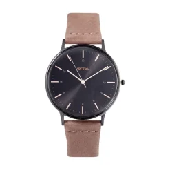 Best ARCTIK Montre Nomade Noir cadran noir fond noir bracelet cuir marron