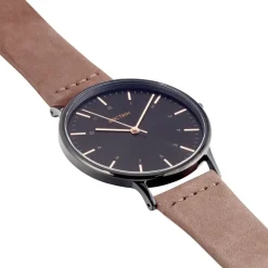 Best ARCTIK Montre Nomade Noir cadran noir fond noir bracelet cuir marron