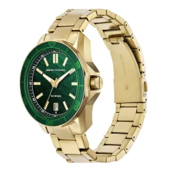ARMANI EXCHANGE Montre Vert cadran doré fond vert bracelet acier doré