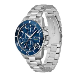 Sale HUGO BOSS Montre Boss Admiral Bleu cadran argenté fond bleu bracelet acier argenté
