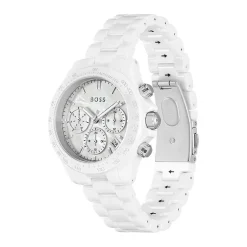 HUGO BOSS Montre Boss Novia Blanc cadran blanc fond blanc bracelet céramique blanc
