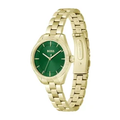 Outlet HUGO BOSS Montre Boss Sage Vert cadran doré fond vert bracelet acier doré