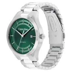 Discount CALVIN KLEIN Montre Iconic Automatic Vert cadran argenté fond vert bracelet acier argenté