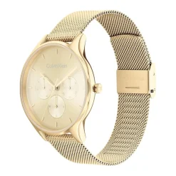 Hot CALVIN KLEIN Montre Timeless Multi Champagne cadran doré fond champagne bracelet acier doré