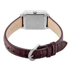 Sale CASIO COLLECTION Montre Blanc cadran argenté fond blanc bracelet cuir de vache marron