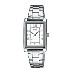 New CASIO COLLECTION Montre Blanc cadran gris fond blanc bracelet acier argenté