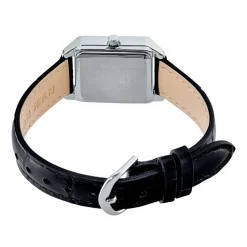 Best CASIO COLLECTION Montre Gris cadran argenté fond gris bracelet cuir de vache noir