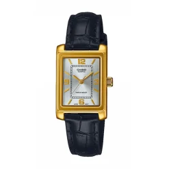 Clearance CASIO COLLECTION Montre Gris cadran doré fond gris bracelet cuir noir