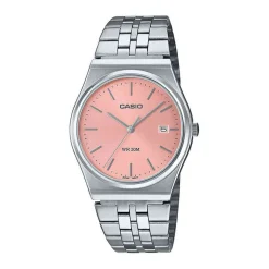 Hot CASIO COLLECTION Montre Rose cadran gris fond rose bracelet acier argenté