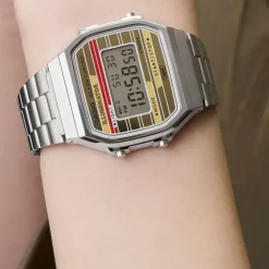 Online CASIO COLLECTION Montre Vintage Iconic cadran argenté bracelet acier argenté