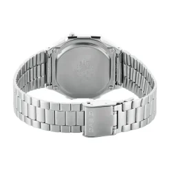 Clearance CASIO COLLECTION Montre Vintage Noir cadran argenté fond noir bracelet acier argenté