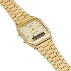 Best CASIO COLLECTION Montre Vintage Champagne cadran doré fond champagne bracelet acier doré