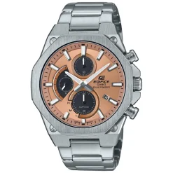 Outlet CASIO EDIFICE Montre Corail cadran argenté fond corail bracelet acier argenté